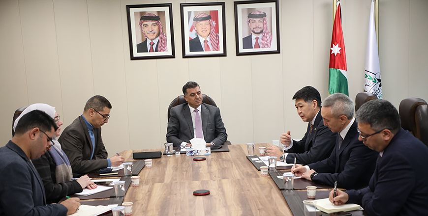 During a meeting with Director-General of the Islamic Organisation for Food Security Berik Aryn, Minister of Agriculture Khaled Hneifat expresses appreciation for the organisation's interest in developing the agricultural sector (Petra photo)