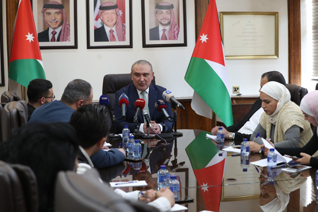 Minister of Planning and International Cooperation Nasser Shraideh speaks during 'The Conference of Donors and Financiers of the National Water Carrier Project'  on Thursday  (Petra photo)