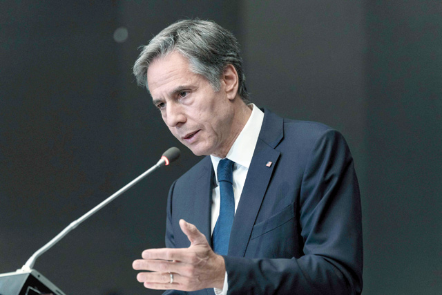 US Secretary of State Antony Blinken speaks during a press conference in Amman on Wednesday (AFP photo)