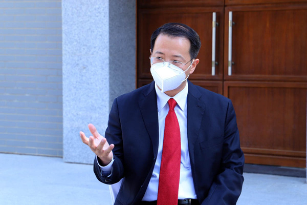   Chinese Ambassador to Jordan Chen Chuandong speaks during an interview with the Jordan News Agency, Petra, on Sunday (Petra photo)