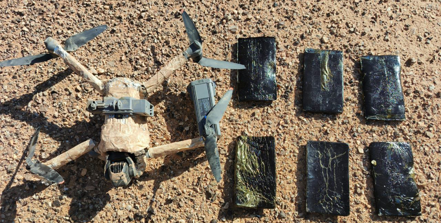 The Southern Military Zone on Saturday thwarts a drug smuggling attempt involving a drone along the western frontier within its area of responsibility (Petra photo) 