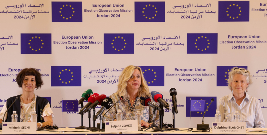 Chief Observer of the European Union Election Observation Mission Željana Zovko on Thursday says that the Parliamentary elections slated for September 10 represent an important test for the democratic development of Jordan (Petra photo)