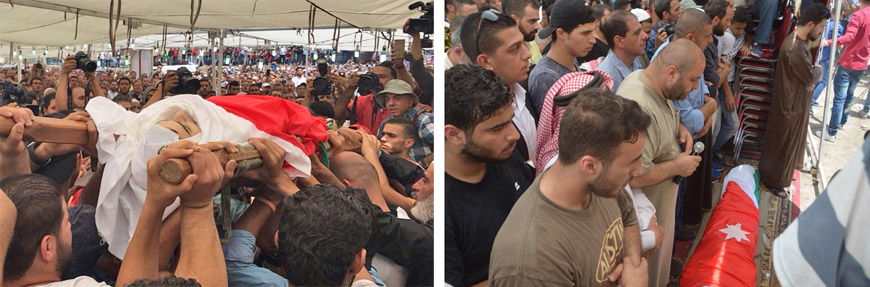 Mourners on Tuesday attend the funeral of 16-year-old Mohammad Jawawdeh who was shot dead by an Israeli embassy staffer in Amman on Sunday (Photos by Muath Freij)