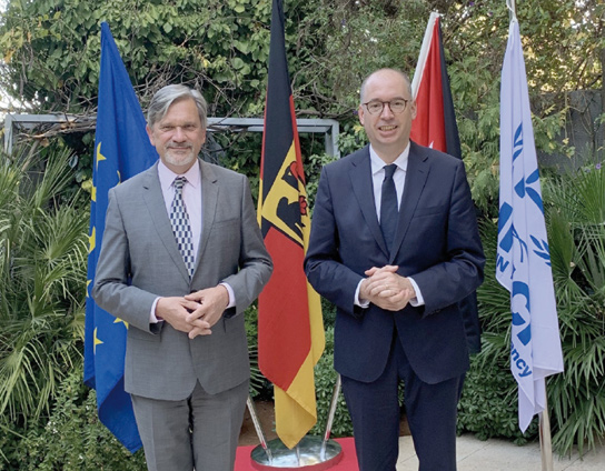Minister of State at the German Federal Foreign Office Niels Annen with UNHCR Jordan Country Representative Dominik Bartsch (Photo courtesy of German embassy)
