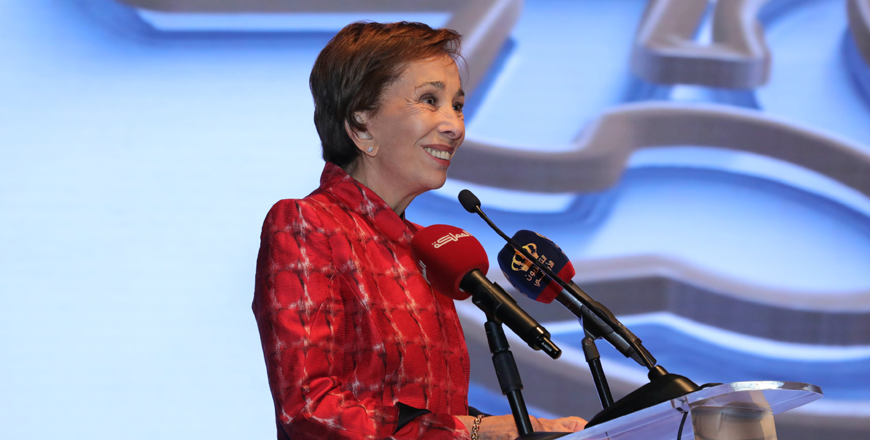 HRH Princess Basma speaks during a ceremony marking the 30th Anniversary of the establishment of the Jordanian National Commission for Women at Al Hussein Cultural Centre in Amman on Wednesday (Petra photo)