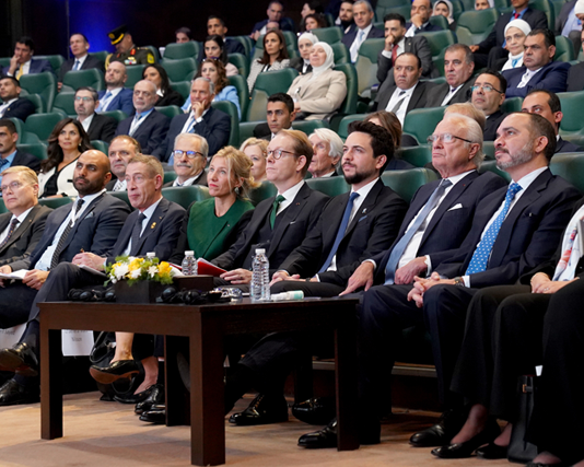 HRH Crown Prince Hussein attends the launch of the Jordanian-Swedish Trade and Investment Forum, which was held under the patronage of His Majesty King Carl XVI Gustaf of Sweden, at the King Hussein Business Park on Wednesday (Photo courtesy of Royal Court)