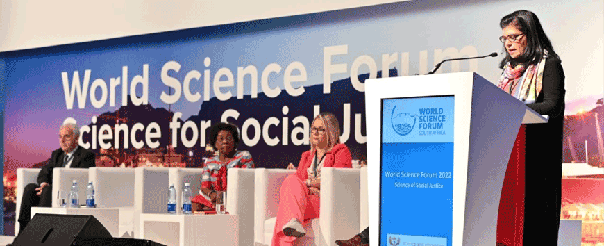 HRH Princess Sumaya addresses the World Science Forum 2022 in Cape Town, South Africa  (Photo courtesy of RSS)