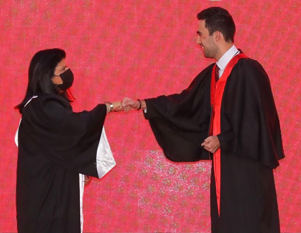 HRH Princess Sumaya during the graduation ceremony of the 27th class of PSUT (2020/2021) (Photo courtesy of PSUT)