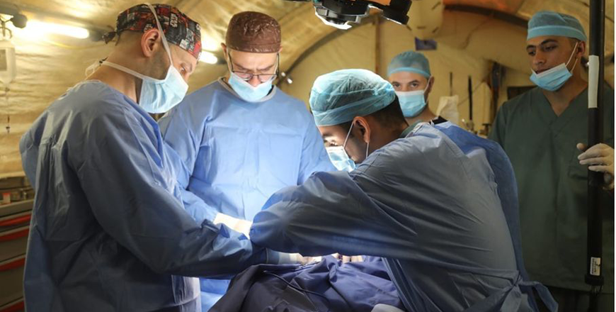 Medical staff at the Jordanian Field Hospital in Khan Younis successfully saves the lives of two young patients in recent days following complex surgical procedures (Petra photo)