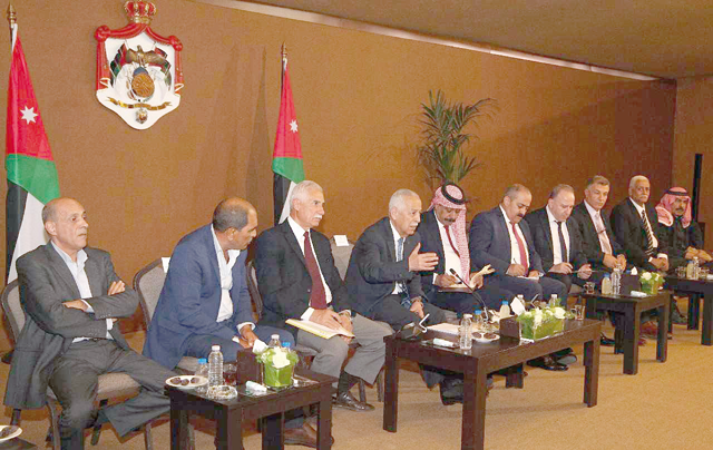 Royal Court Chief Yousef Issawi, in implementation of Royal directives, meets with dignitaries and representatives of the camp at the Royal Hashemite Court, on Thursday (Petra photo)