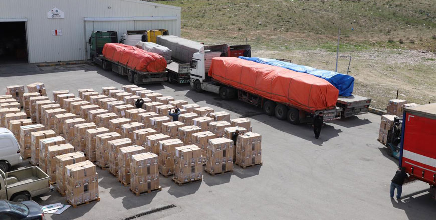 Jordan Hashemite Charity Organisation says that one hundred trucks carrying humanitarian aid have entered Gaza over the past week (Petra photo)