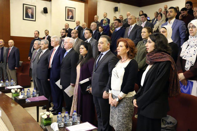 HRH Princess Sumaya attends an event convened by the British embassy and hosted by the Royal Scientific Society to celebrate the Newton-Khalidi Fund, which supports research collaboration between Jordanian and UK-trained scientists, researchers and engineers on Wednesday (Photo courtesy of Royal Scientific Society)