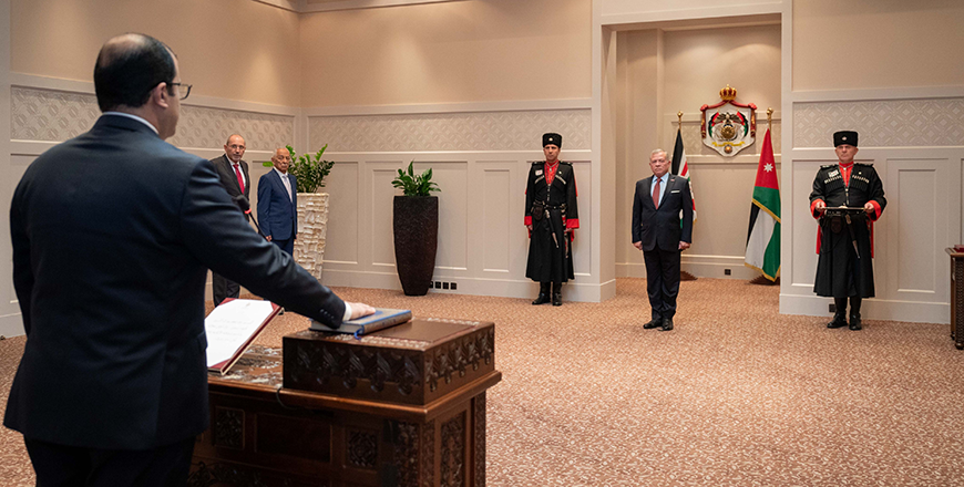 His Majesty King Abdullah swears in Mohammad Hindawi as ambassador extraordinary and plenipotentiary to Austria  (Photos courtesy of the Royal Court)