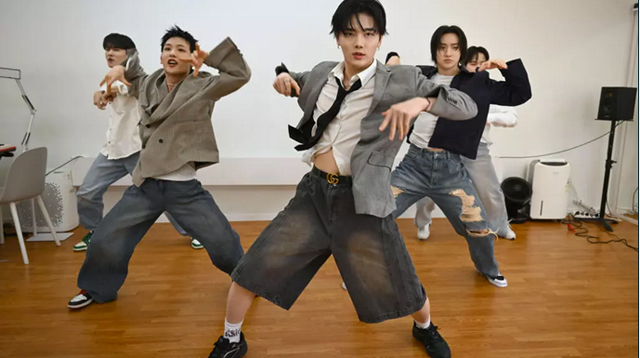 K-pop group 1Verse members performing during an interview with AFP at a studio in Seoul (AFP photo)
