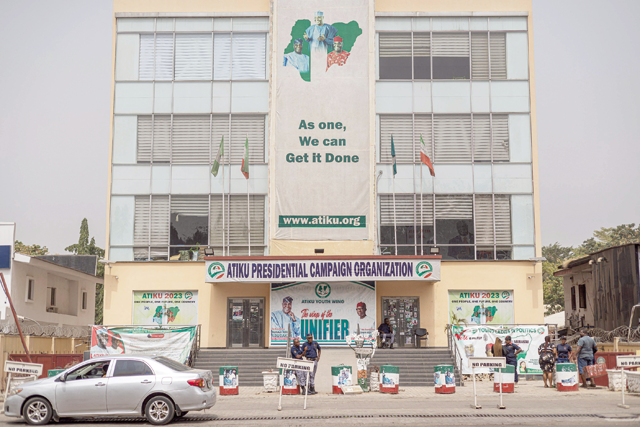 A general view of Peoples Democratic Party candidate Atiku Abubakar offices in Abuja on Thursday (AFP photo)