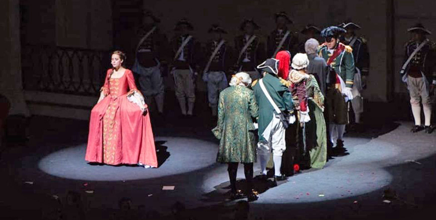 Singers perform the opera ‘The Barber of Seville’ by Italian composer Gioachino Rossini on October 19 in Amman during the Italian Language Week (Photo courtesy of Amman Opera Festival)