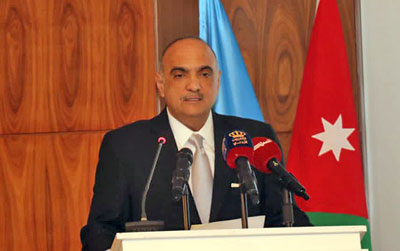 Prime Minister Bisher Al Khasawneh speaks during the launch ceremony of the 2021-2030 National Strategy for Food Security and its 2022-2024 executive plan (Petra photo)