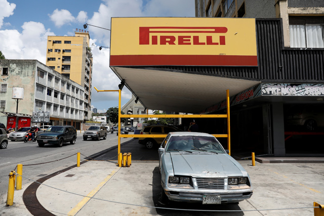 The logo of Pirelli is seen at a tyre workshop in Caracas, Venezuela, on Tuesday (Reuters photo)