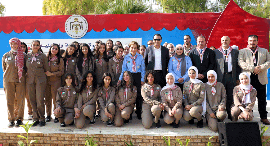 HRH Princess Basma poses for a photo during the national scout meeting at the Karameh Martyrs Scout Camp on Thursday (Petra photo)