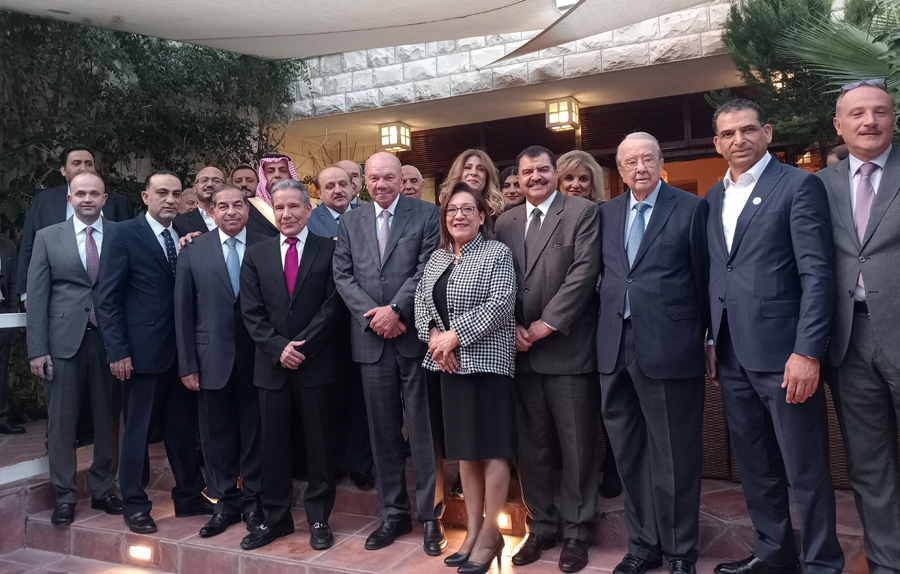Mexican Ambassador to Jordan Roberto Rodríguez Hernández, Senate President Faisal Fayez, political figures and media representatives at a ceremony at Hernández’s residence, on Wednesday (Photo by Rayya Al Muheisen)