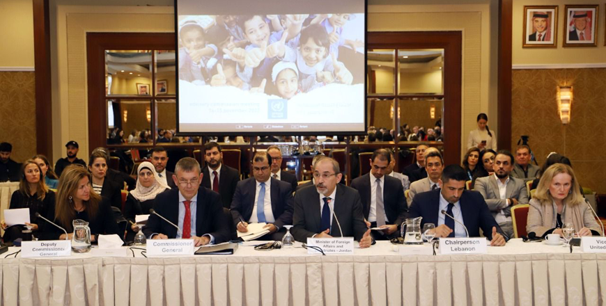 Deputy Prime Minister and Foreign Minister Ayman Safadi attends UNRWA's Advisory Commission Meeting in Amman on Monday  (Photo courtesy of Foreign Ministry)