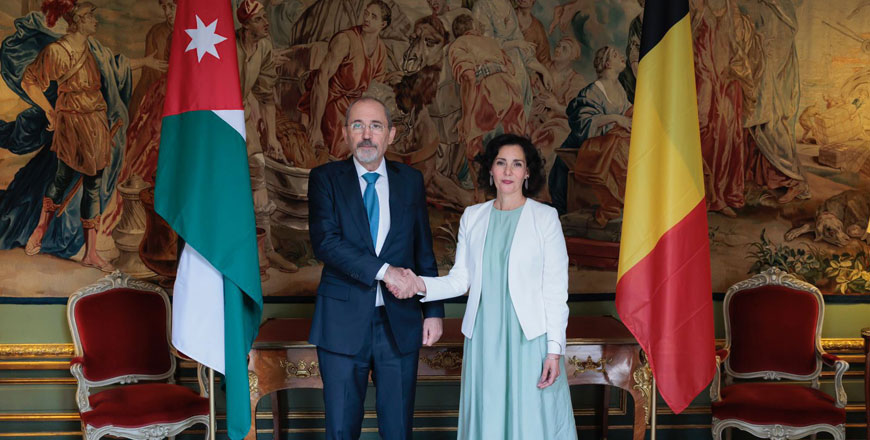 Deputy Prime Minister and Foreign Minister Ayman Safadi on Monday meets with Belgian Foreign Minister Hadja Lahbib (Photo courtesy of Foreign Ministry)