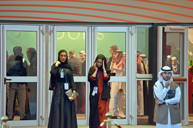 Participants attend the launch of the new tourism visa in Ad Diriyah, a Unesco-listed heritage site, outside Riyadh, on Friday  (AFP photo)