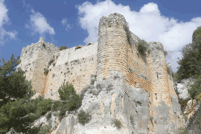 A photo shows a view of towers of the outer wall of the Saladin Fortress, a UNESCO World Heritage site, in Syria's Latakia province, on March 7 (AFP photo)