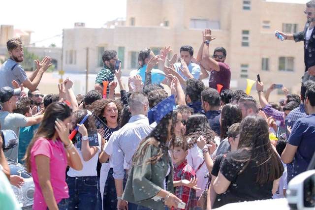 In this photo taken on July 25, 2019, Tawjihi (General Secondary Education Certificate Examination) students celebrate the results of their exams in Amman (JT file photo)