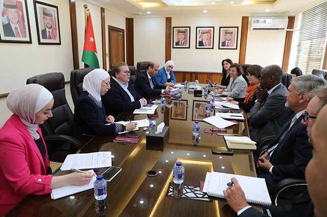 Minister of Planning and International Cooperation Zeina Toukan meets with Director of the Crisis Bureau of the United Nations Development Programme  Asako Okai and Assistant Secretary-General and Assistant High Commissioner for Operations at UNHCR Raouf Mazou on Sunday (Petra photo)