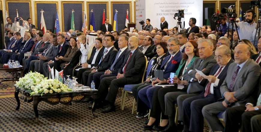 Prime Minister Omar Razzaz attends the International Healthcare Travel Forum 2019 in Amman on Saturday (Petra photo)
