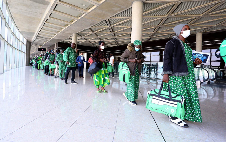 Christian pilgrims from Nigeria arrive at Queen Alia International Airport on Sunday  (Petra photo)