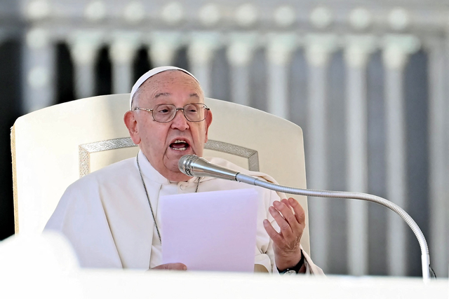Pope Francis delivers his speech during the weekly general audience at St. Peter's square in The Vatican on November 6, 2024 (AFP photo)