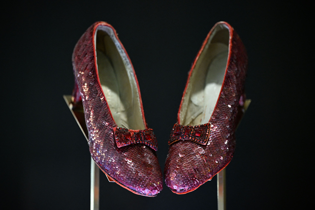 The ruby slippers worn by US actress and singer Judy Garland in the 1939 film The Wizard of Oz are pictured on display in London on November 27, 2024. Dorothy’s ruby slippers sold at auction on Saturday for $32.5 million (AFP file photo)