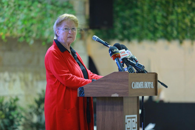 IFJ President Dominique Pradalié is attending the First Palestinian Media Conference in Ramallah, Palestine on 18 November (Photo courtesy of IFJ)