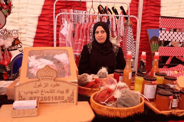 An artisan from Ajloun participates in a craft bazaar (Photo courtesy of Anoud Al Zghoul)