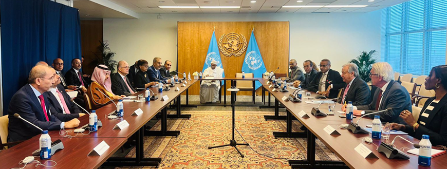 Deputy Prime Minister and Foreign Minister Ayman Safadi, along with members of the Arab-Islamic ministerial committee assign to rally international action to stop the war on Gaza (Petra photo)