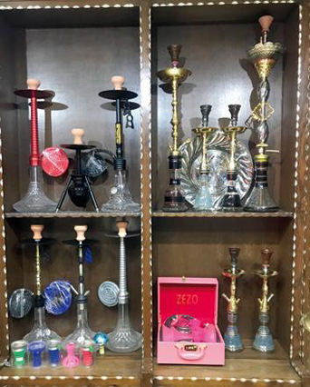 Shisha (water pipe tobacco) paraphernalia are seen displayed in a shop in Amman in this file photo (File photo)