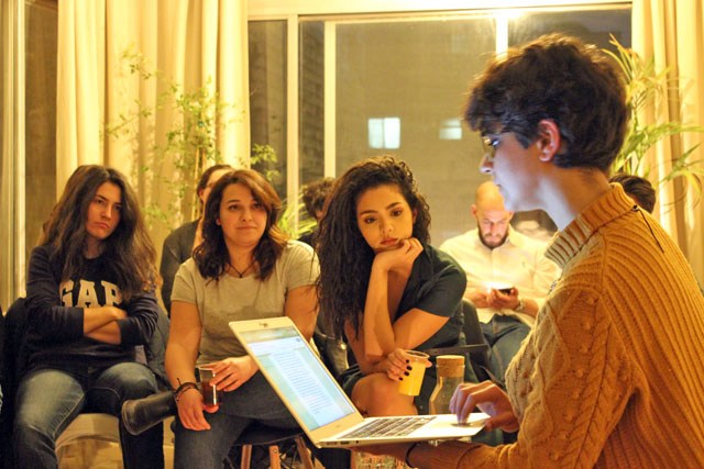Amman Writing Club founder Dalia Shurman (right) during recent club meet in Amman  (Photo courtesy of Amman Writing Club)
