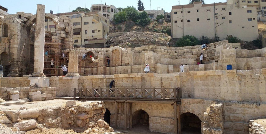 The United States’ Ambassadors Fund for Cultural Preservation is currently funding the second phase of the restoration of the Roman Nymphaeum in downtown Amman (Photo courtesy of AFCP)