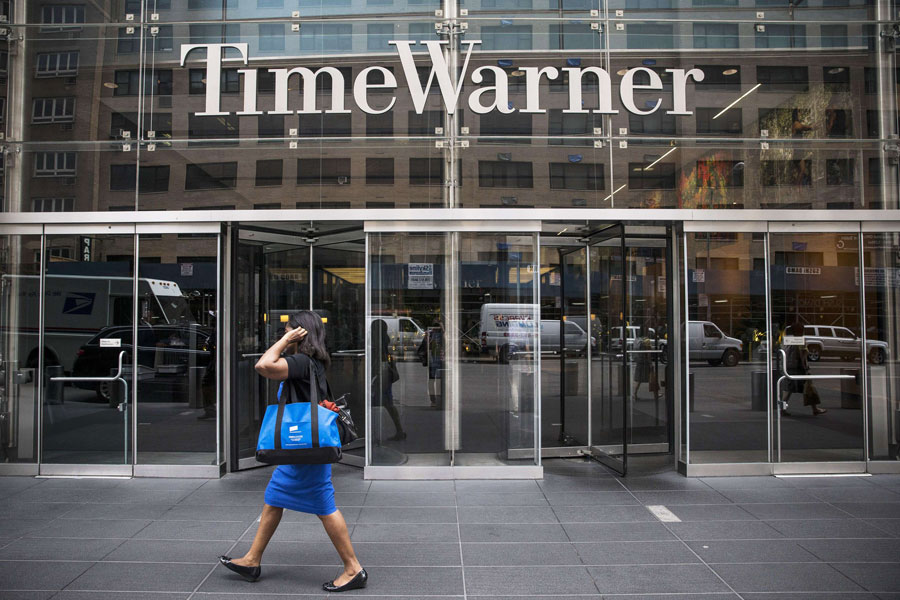 The entrance to the Time Warner centre is seen in New York City (AFP file photo)