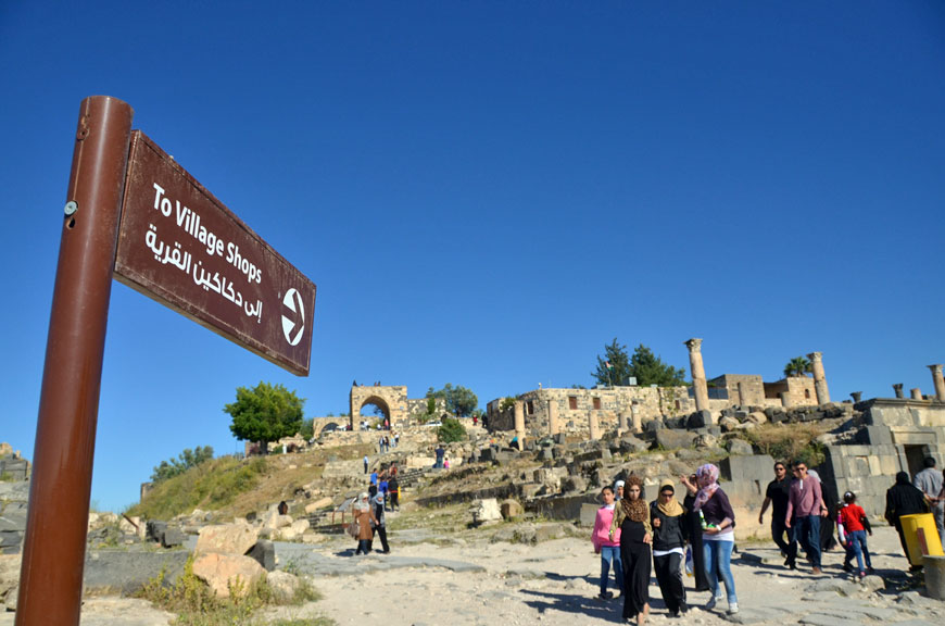 Tourists recently walk around the ruins of the ancient city of Gadara in Um Qais, some 35km northwest of Irbid (Photo by Muath Freij)