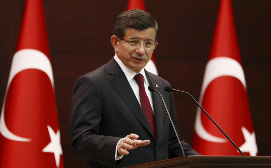Turkey’s Prime Minister Ahmet Davutoglu speaks during a news conference in Ankara, Turkey, on Tuesday (Reuters photo)