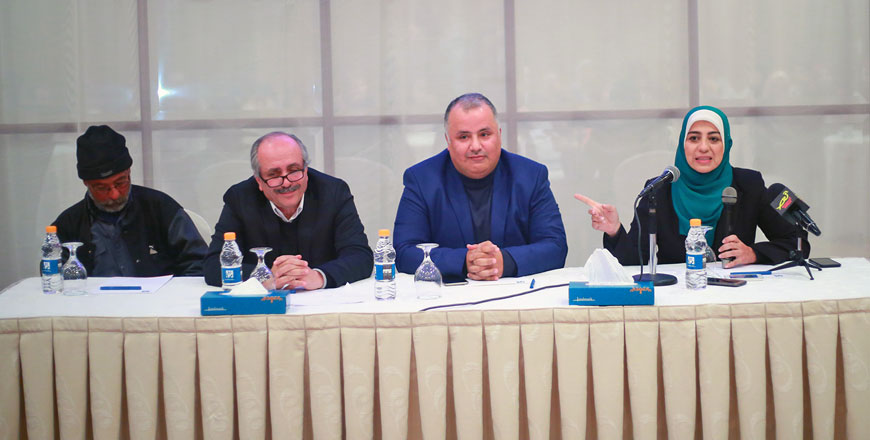 Participants at a seminar in Amman on Saturday discuss the role of media in combating torture (Photo by Sahem Rababah)