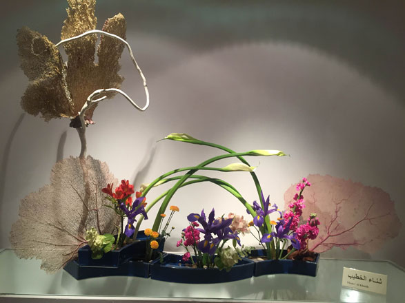  Flower arrangements utilising the Japanese art of Ikebana on display at the Jordan National Gallery of Fine Arts until Saturday (Photo by Suzanna Goussous)