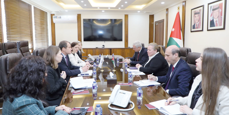 Minister of Planning and International Cooperation and Jordan's Governor at the European Bank for Reconstruction and Development (EBRD) Zeina Toukan Tuesday meets EBRD First Vice President Jurgen Rigterink (Petra photo)