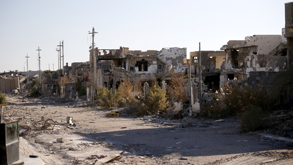 Destroyed buildings are seen in the city of Ramadi, on Saturday (Reuters photo)