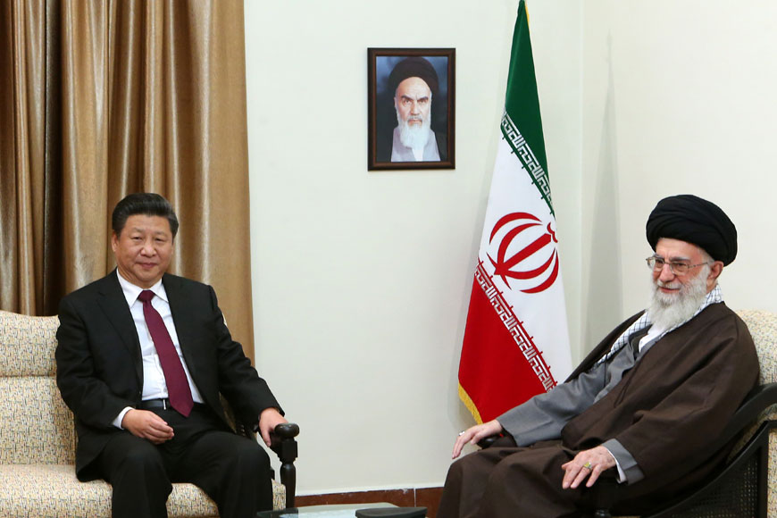 In this Saturday photo released by an official website of the office of the Iranian supreme leader, Supreme Leader Ayatollah Ali Khamenei (right) meets with Chinese President Xi Jinping in Tehran (AP photo)