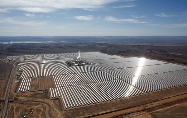 Aerial view of the solar plant of Ouarzazate, central Morocco, on Thursday (AP photo)
