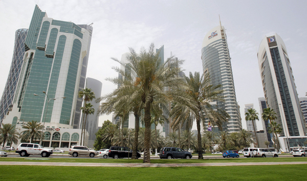 A general view shows HSBC Bank Tower (left) and Doha Bank Tower (right) in Doha in this April 30, 2012, file photo (Reuters photo)